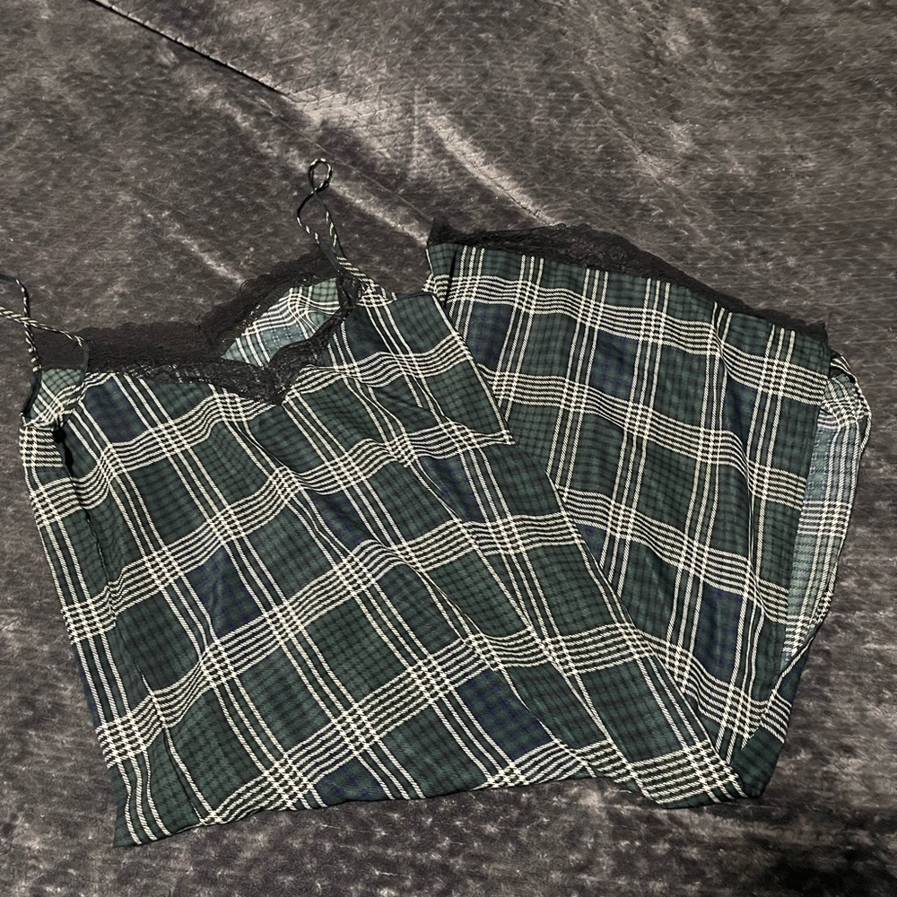 Fashion Nova Green Plaid Lace Dress